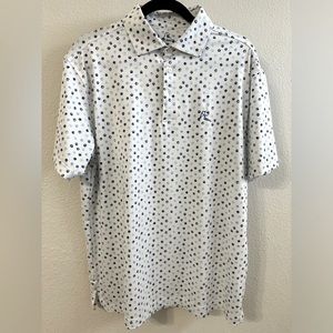 Rhoback Polo (M) white with blue paw prints